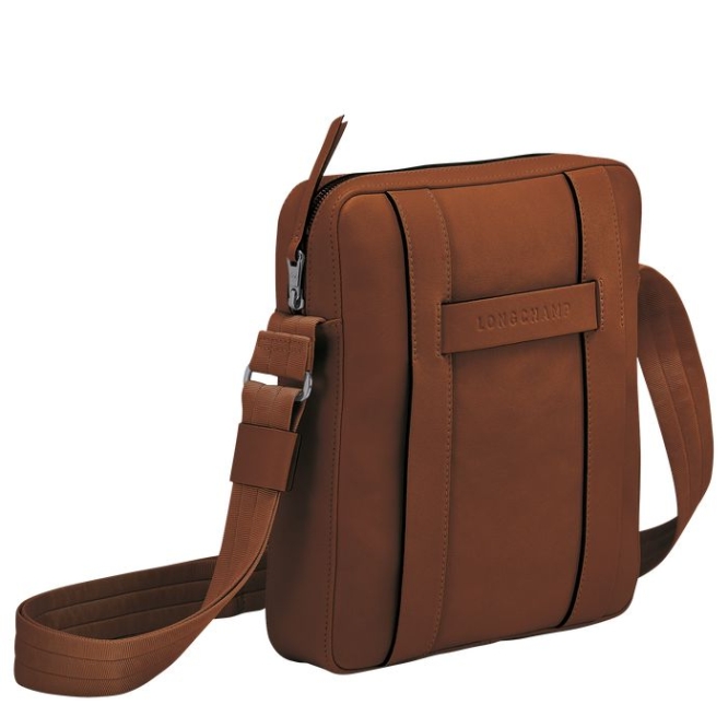 Men's Longchamp 3D M Crossbody Bags Brown | UAE-4215CT