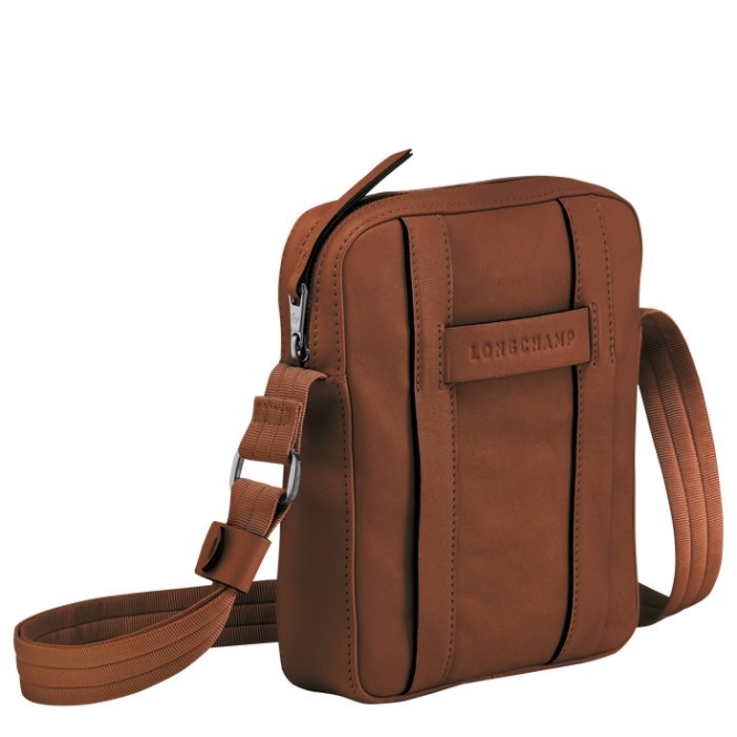 Men's Longchamp 3D S Crossbody Bags Brown | UAE-1478AO