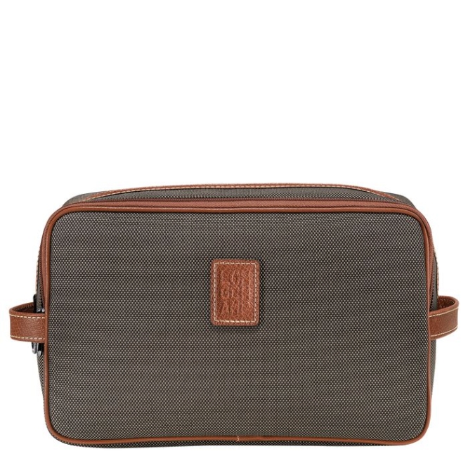 Men\'s Longchamp Boxford Toiletry Bags Brown | UAE-0241ZN