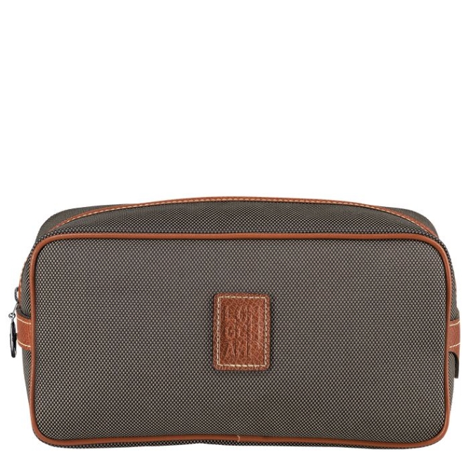 Men\'s Longchamp Boxford Toiletry Bags Brown | UAE-6104VL