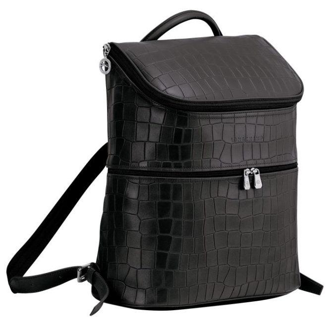 Men's Longchamp Croco Block Backpacks Black | UAE-0138RN