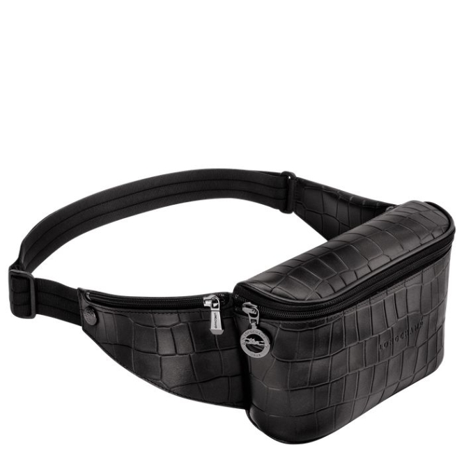 Men's Longchamp Croco Block Belt Bags Black | UAE-9217CH