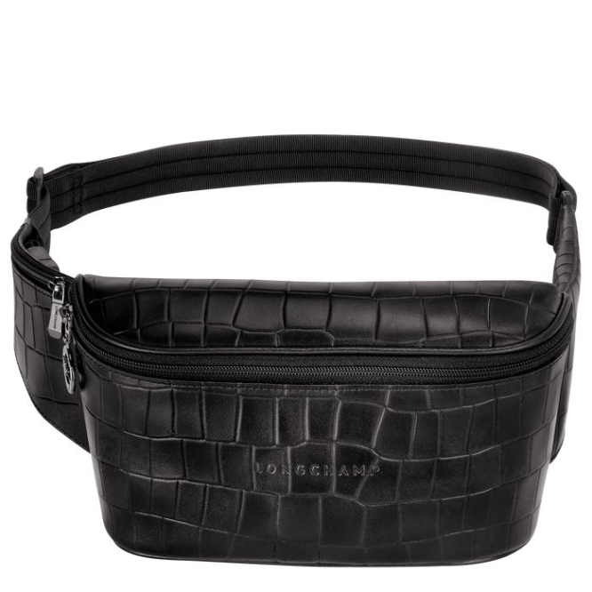 Men\'s Longchamp Croco Block Belt Bags Black | UAE-9217CH