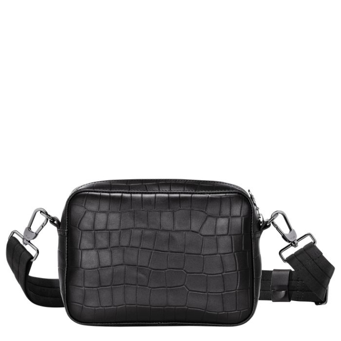 Men's Longchamp Croco Block Crossbody Bags Black | UAE-2351GF