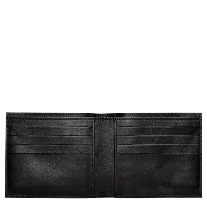 Men's Longchamp Croco Block Wallets Black | UAE-7260WU