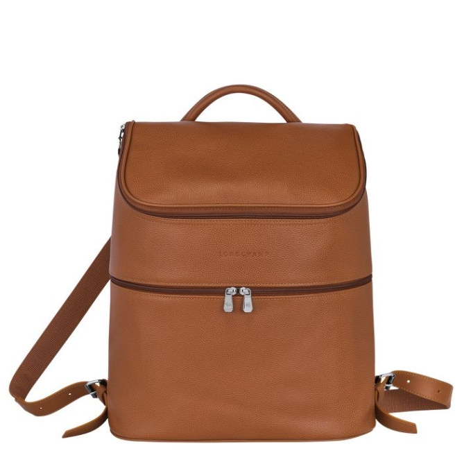 Men\'s Longchamp Le Foulonné Backpacks Brown | UAE-0653TR