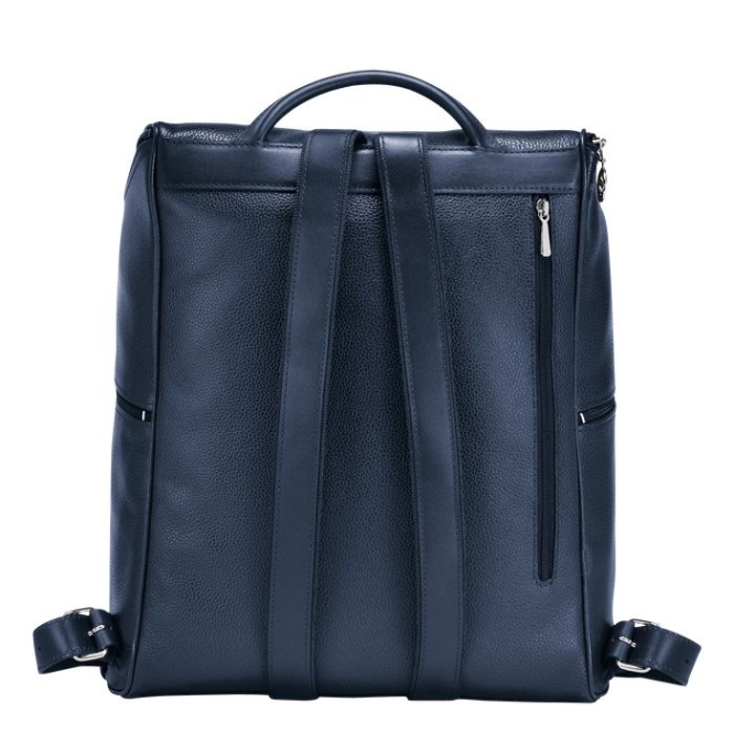 Men's Longchamp Le Foulonné Backpacks Navy | UAE-3798DI