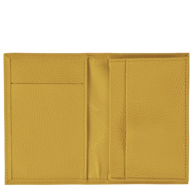 Men's Longchamp Le Foulonné Cardholders & Coin Purses Yellow | UAE-2169ZF