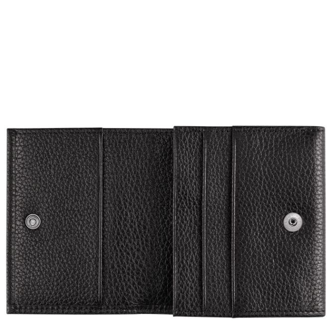 Men's Longchamp Le Foulonné Cardholders & Coin Purses Black | UAE-6209UZ