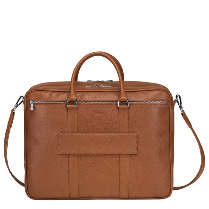 Men's Longchamp Le Foulonné L Document Holders Brown | UAE-6815JI