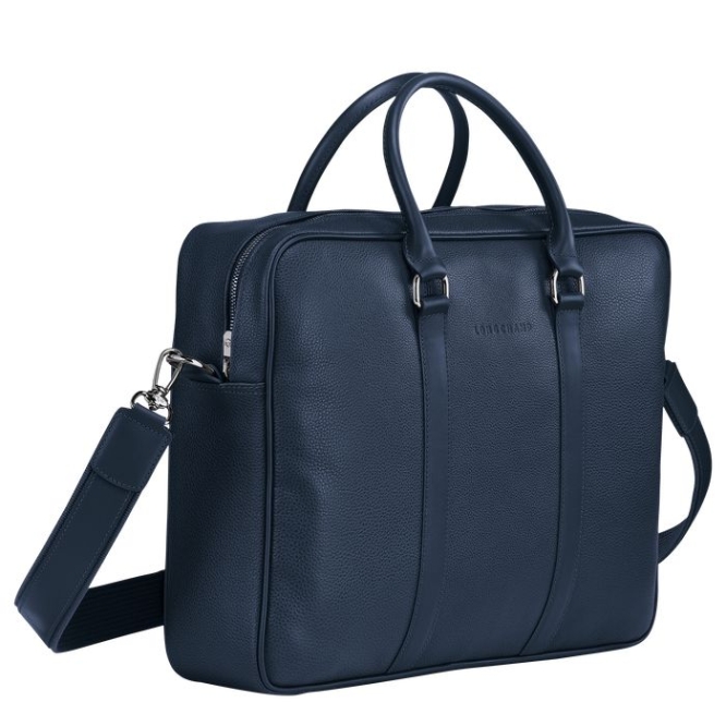 Men's Longchamp Le Foulonné M Document Holders Navy | UAE-9543HX