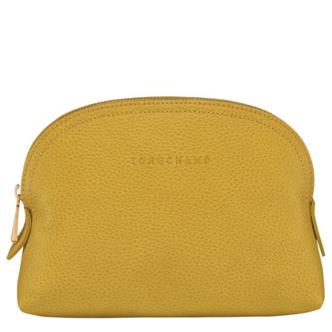 Men\'s Longchamp Le Foulonné Pouches & Cases Yellow | UAE-9067EA