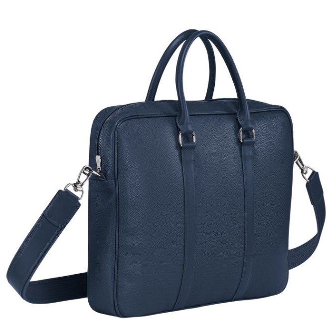 Men's Longchamp Le Foulonné S Document Holders Navy | UAE-0264BI