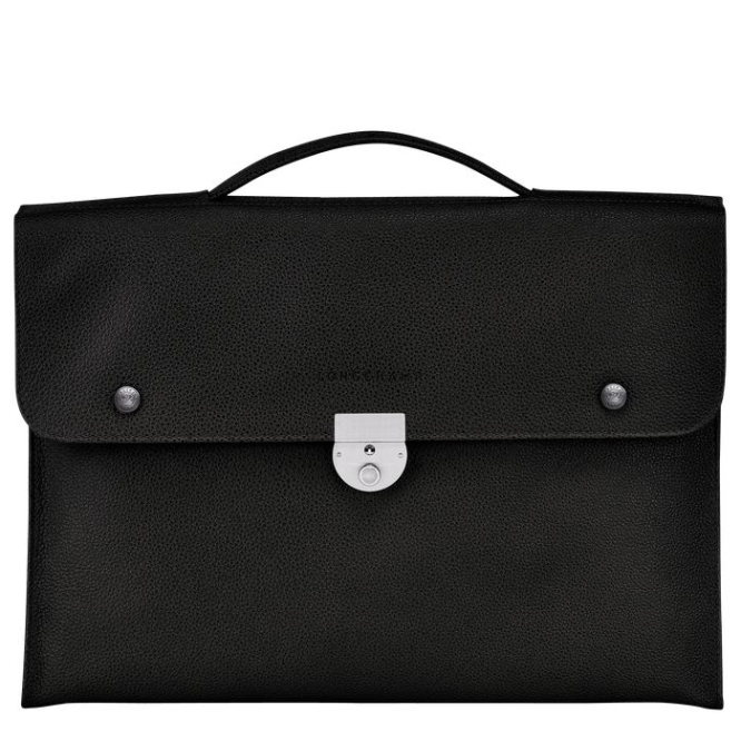 Men\'s Longchamp Le Foulonné S Document Holders Black | UAE-0483BN