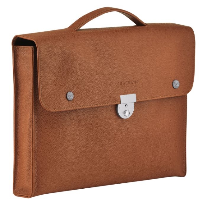 Men's Longchamp Le Foulonné S Document Holders Brown | UAE-4308WZ