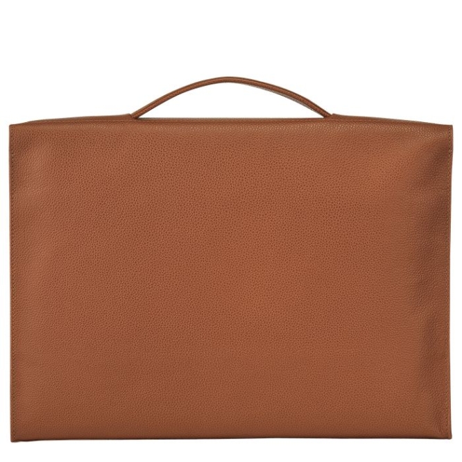 Men's Longchamp Le Foulonné S Document Holders Brown | UAE-4308WZ