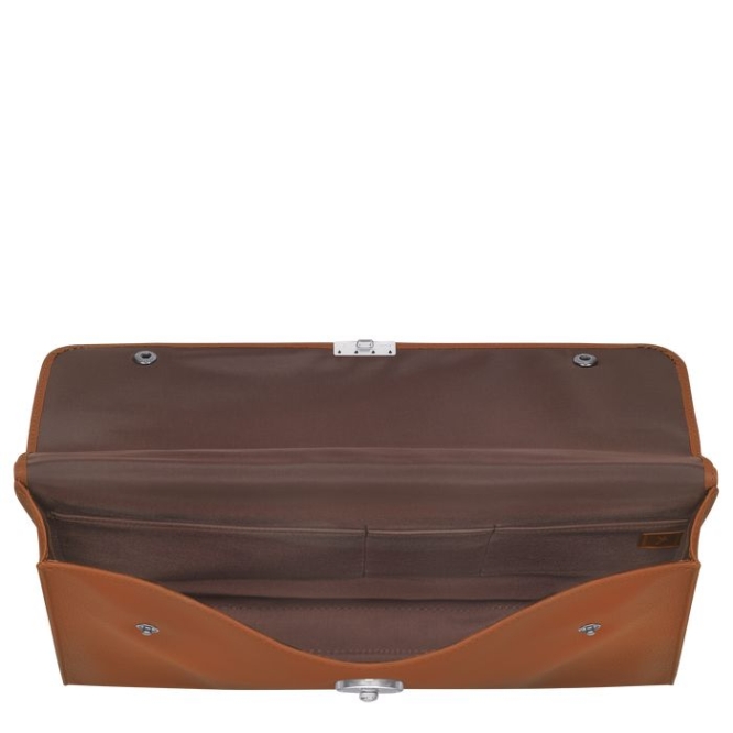 Men's Longchamp Le Foulonné S Document Holders Brown | UAE-4308WZ