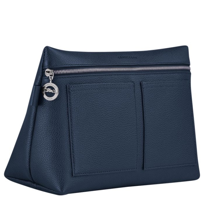 Men's Longchamp Le Foulonné Toiletry Bags Navy | UAE-0547FV