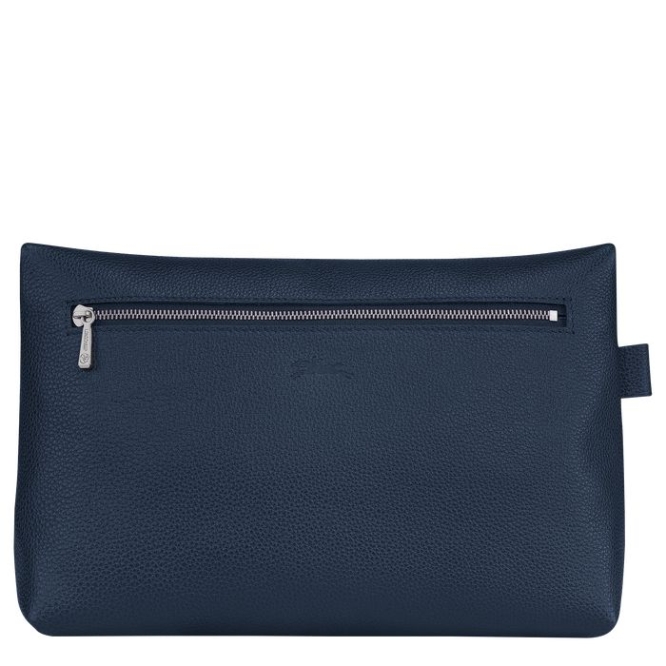 Men's Longchamp Le Foulonné Toiletry Bags Navy | UAE-0547FV