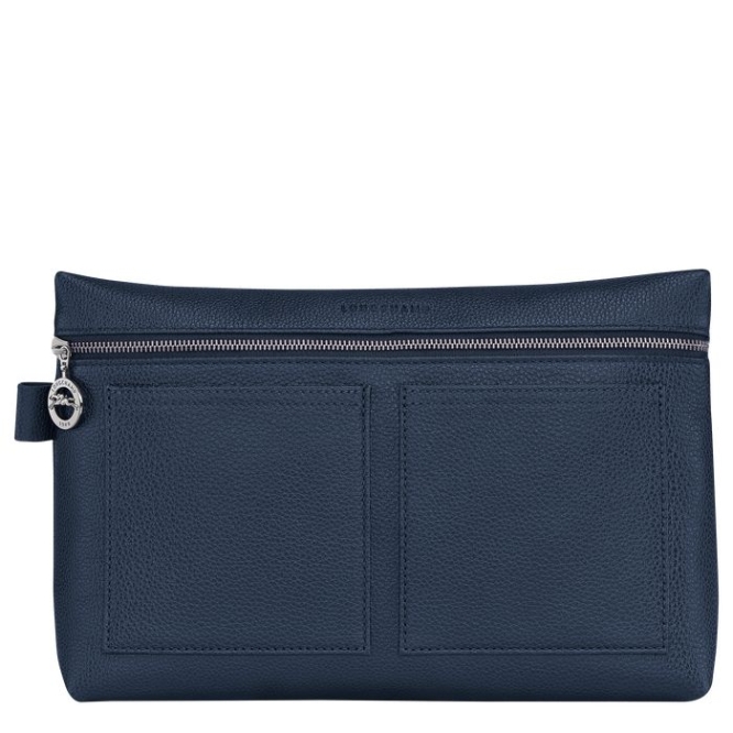 Men\'s Longchamp Le Foulonné Toiletry Bags Navy | UAE-0547FV