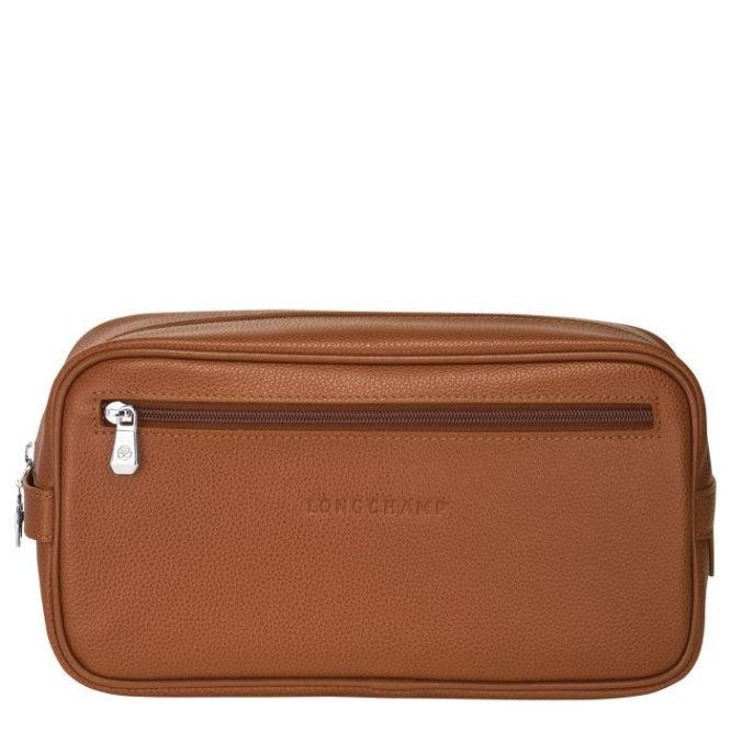 Men\'s Longchamp Le Foulonné Toiletry Bags Brown | UAE-1590HG