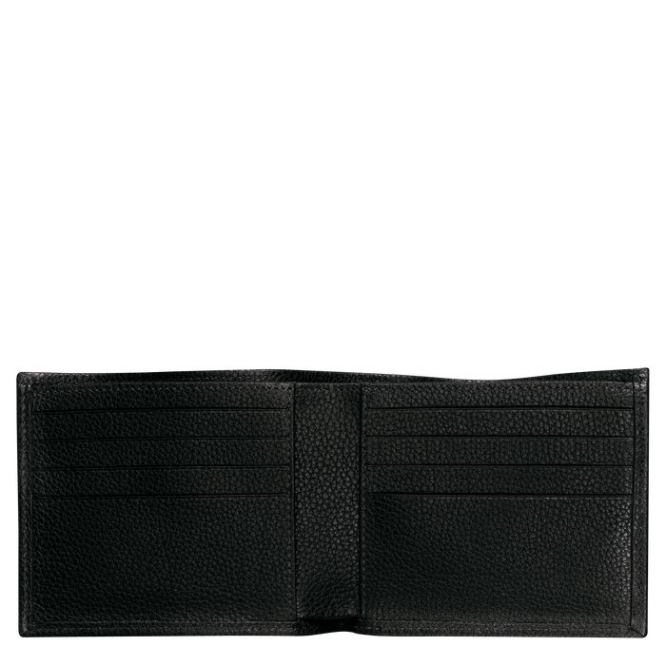 Men's Longchamp Le Foulonné Wallets Black | UAE-2840KQ