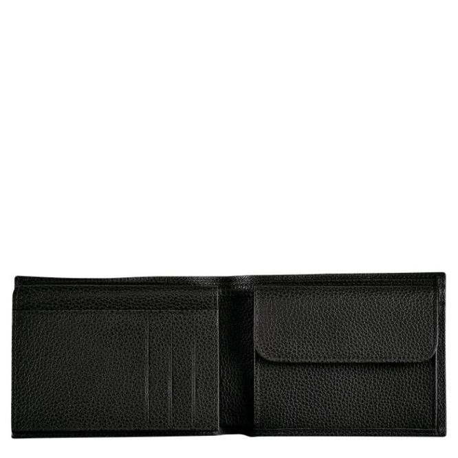 Men's Longchamp Le Foulonné Wallets Black | UAE-7124XH