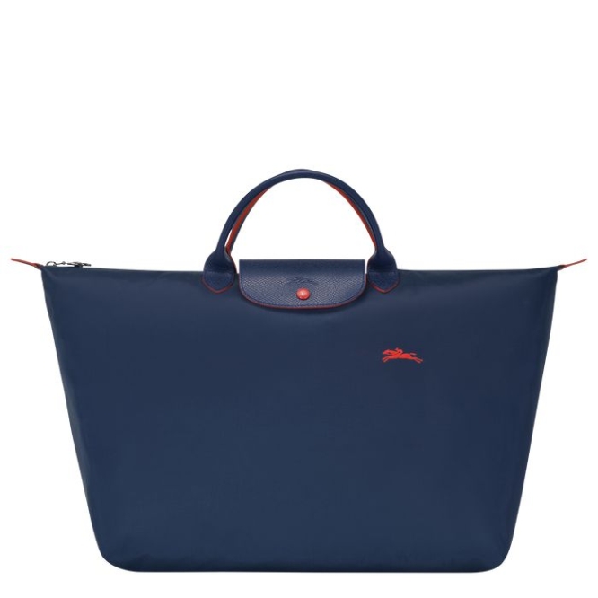 Men\'s Longchamp Le Pliage Club L Travel Bags Navy | UAE-3609PM