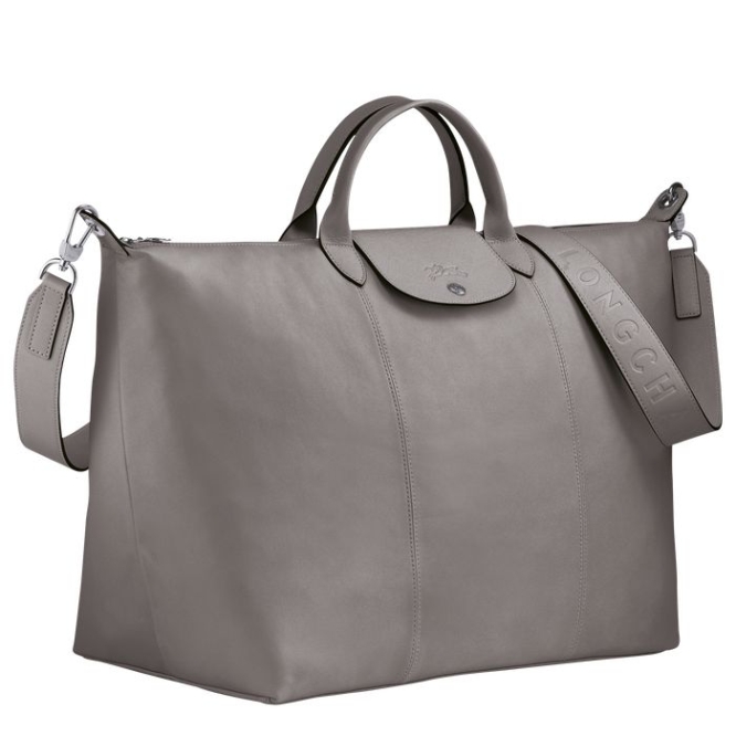 Men's Longchamp Le Pliage Cuir L Travel Bags Grey | UAE-2916YS