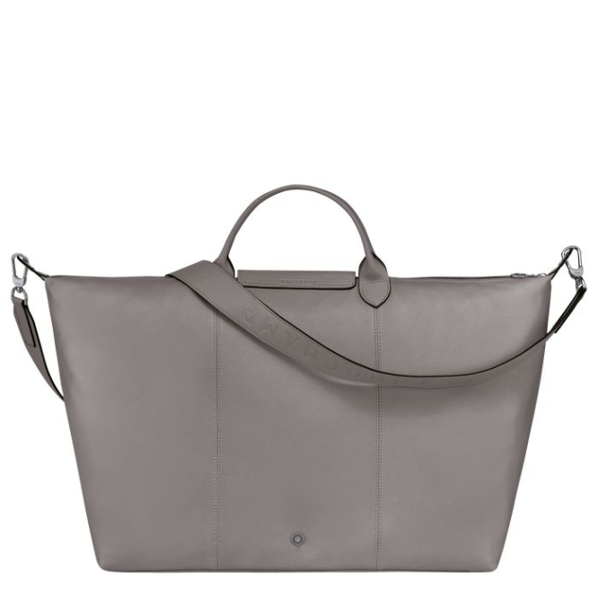 Men's Longchamp Le Pliage Cuir L Travel Bags Grey | UAE-2916YS