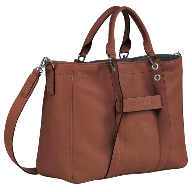 Women's Longchamp 3D M Top-handle Bags Brown | UAE-7186OL