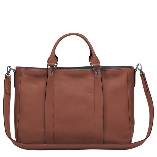 Women's Longchamp 3D M Top-handle Bags Brown | UAE-7186OL