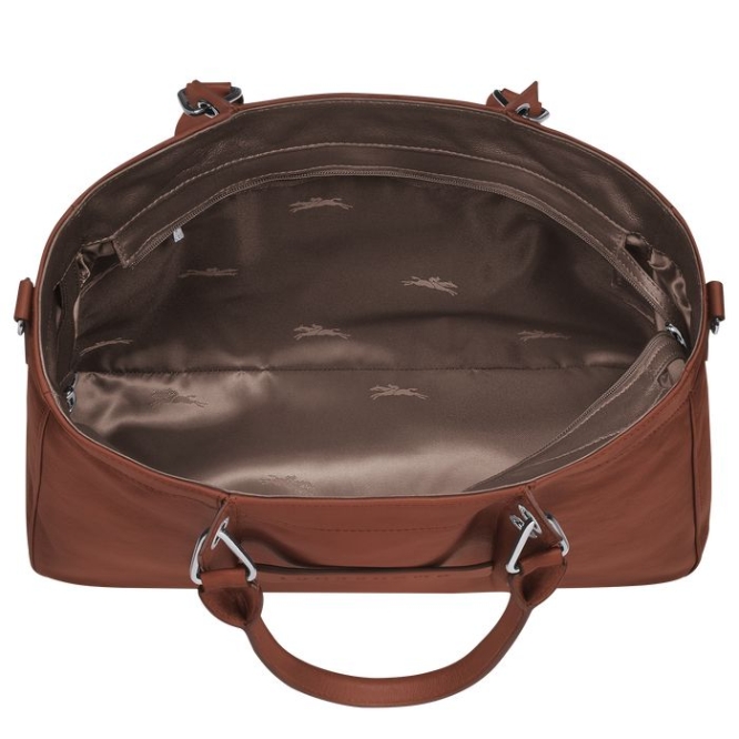 Women's Longchamp 3D M Top-handle Bags Brown | UAE-7186OL