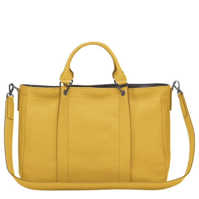 Women's Longchamp 3D M Top-handle Bags Yellow | UAE-6748XE