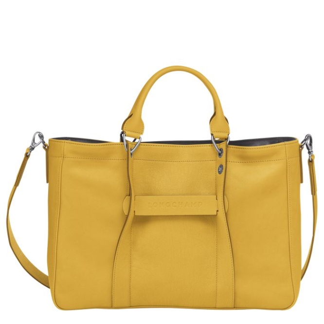 Women\'s Longchamp 3D M Top-handle Bags Yellow | UAE-6748XE