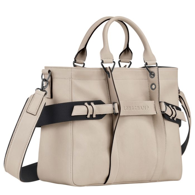 Women's Longchamp 3D Sangle M Top-handle Bags Beige | UAE-3174DS