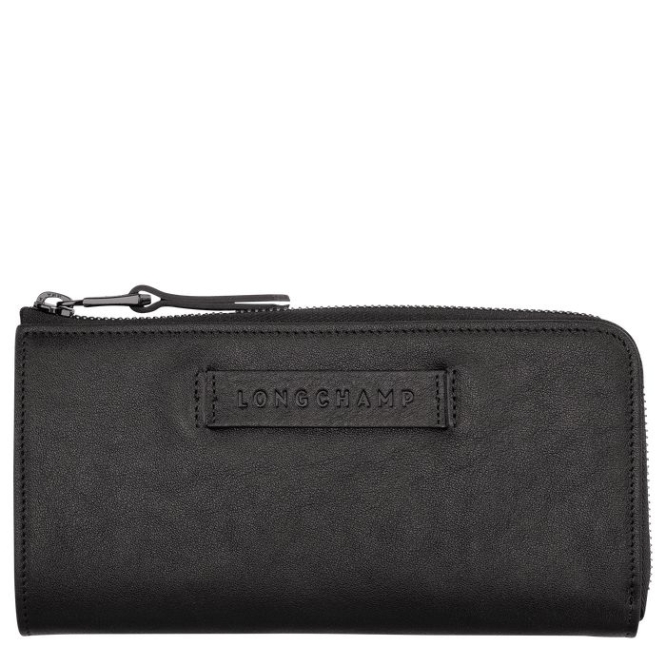 Women\'s Longchamp 3D Wallets Black | UAE-7245NP