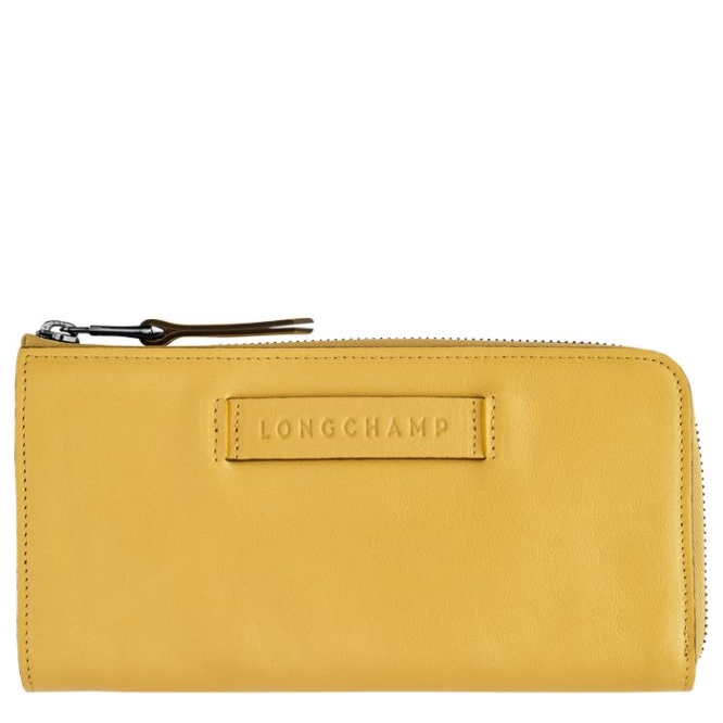 Women\'s Longchamp 3D Wallets Yellow | UAE-8712HF