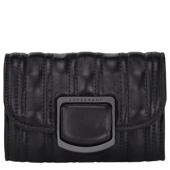 Women\'s Longchamp Brioche Cardholders & Coin Purses Black | UAE-4916FK