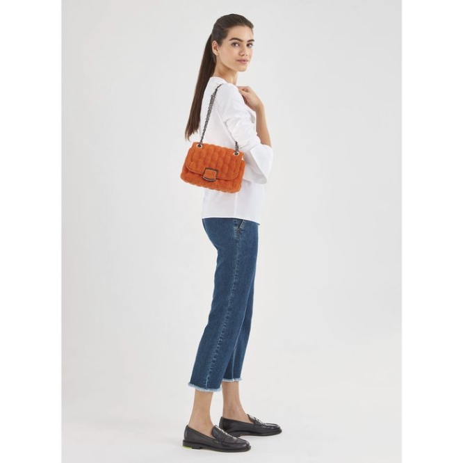 Women's Longchamp Brioche Eponge S Crossbody Bags Orange | UAE-2875DV