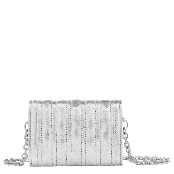 Women's Longchamp Brioche Métal Wallets On Chain Silver | UAE-0762GE