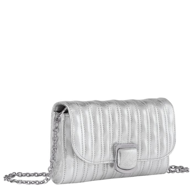 Women's Longchamp Brioche Métal Wallets Silver | UAE-7406PY