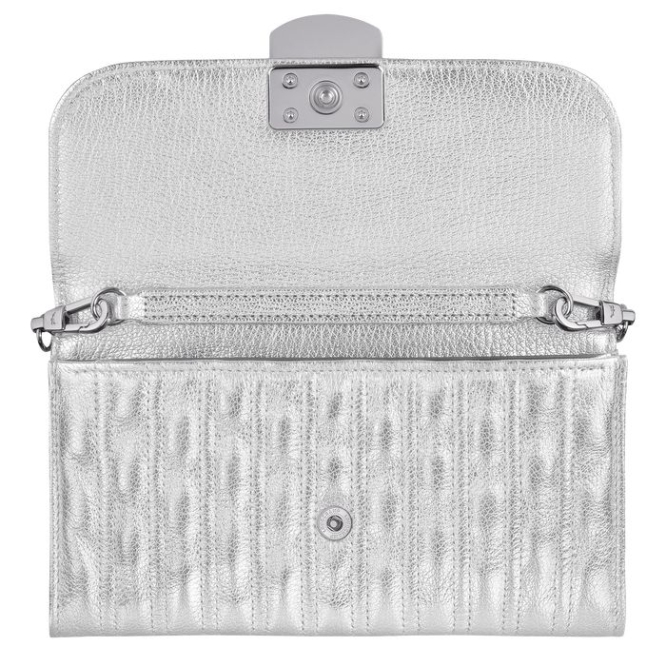 Women's Longchamp Brioche Métal Wallets Silver | UAE-7406PY