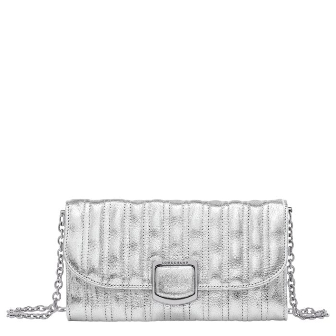 Women\'s Longchamp Brioche Métal Wallets Silver | UAE-7406PY