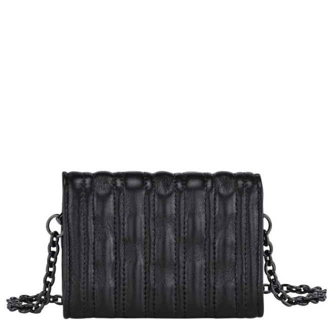 Women's Longchamp Brioche Wallets On Chain Black | UAE-6728PE