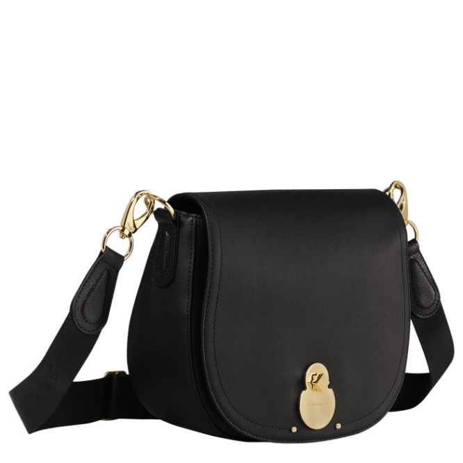 Women's Longchamp Cavalcade M Crossbody Bags Black | UAE-4390CW