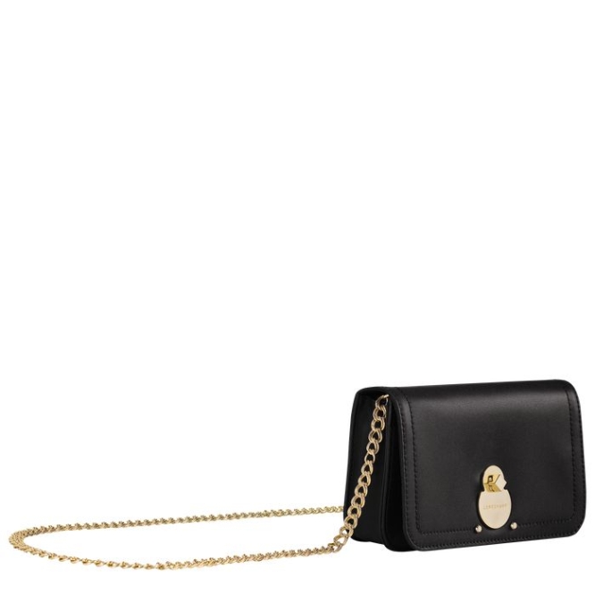 Women's Longchamp Cavalcade Wallets On Chain Black | UAE-2015DJ