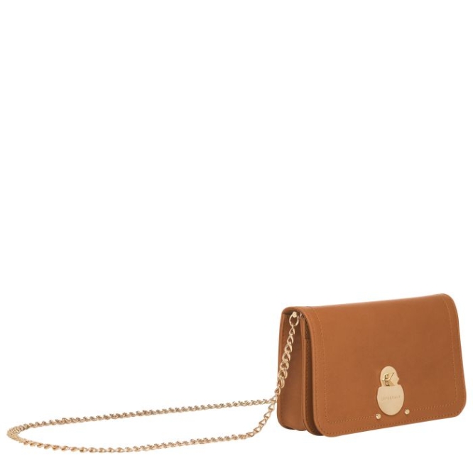 Women's Longchamp Cavalcade Wallets On Chain Beige | UAE-8392CE