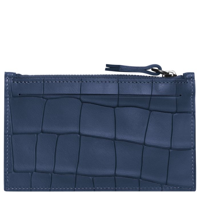 Women's Longchamp Croco Block Cardholders & Coin Purses Navy | UAE-0519EY