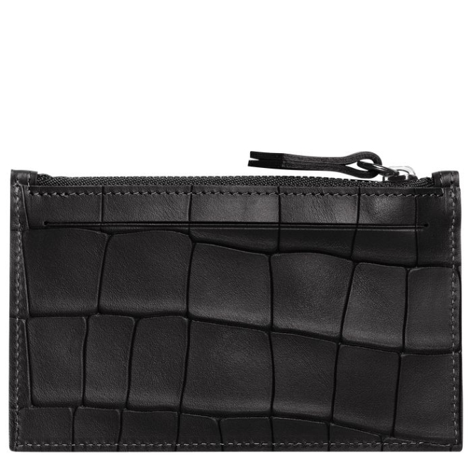 Women's Longchamp Croco Block Cardholders & Coin Purses Black | UAE-1253CI